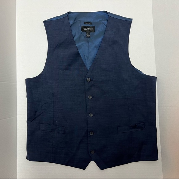Kenneth Cole Awearness Men's XXL Navy Blue Vest Slim Fit - Picture 1 of 4